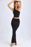 Modal Twist Front Maxi Skirt in Black