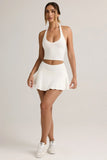 Modal Low Rise Ruched Mini Skort in White