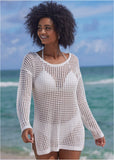 Crochet Tunic Cover Up Pearl White