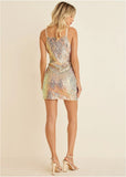 Opulent Sequin Mini Dress Champagne Multi