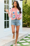 Emmie Pink Crochet Open Cardigan SALE