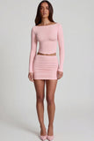 Modal Boat Neck Long Sleeve Top in Pink