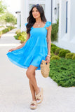 Its My Day Blue Smocked Top Mini Dress SALE