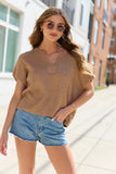 Alana Taupe Open Knit Short Sleeve Sweater