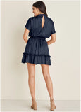 High Neck Mini Dress Navy