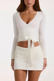 Soft Knit Wrap Top in Ivory