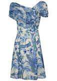 One Shoulder Mesh Mini Denim Floral
