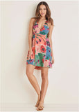 Halter Mini Dress Patchwork Bouquet