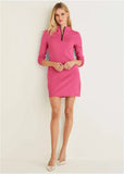 Ponte Zip Front Mini Dress Hot Pink