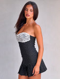 KITTIE LACE PLEAT DRESS BLACK DOT