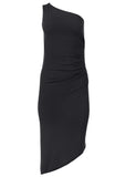 One Shoulder Dress Jet Black