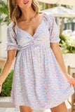 Ava Blue Floral Knot Front Dress