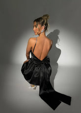 Princess Dreams Bow Mini Dress Black