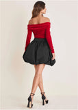 Off The Shoulder Velvet Top Haute Red