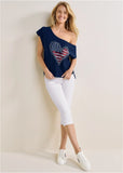 Americana Lounge Top Navy Multi