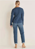 Waffle Babydoll Henley Vintage Indigo