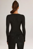 Modal Plunge Long Sleeve Bodysuit in Black