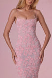 Embellished Square Neck Maxi Dress in Blush