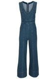 Stretch Denim Jumpsuit Medium Wash