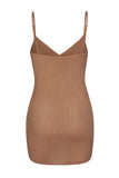 Soft Mesh V Neck Mini Slip Dress in Honey