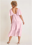 Crinkle Midi Dress Lilac