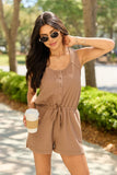 Casual Charm Brown Button Front Romper