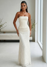 Delicate Desire Corset Lace Maxi Dress Ivory