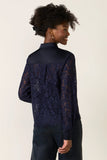 Lace Contrast Button Down