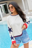 Betsy Ivory Star Patchwork Sleeve Top