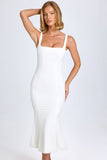 Lace Trim Midaxi Dress in White
