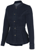 Denim Peplum Blazer Dark Rinse Wash