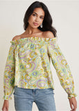 Off The Shoulder Top Candied Shortbread Paisley