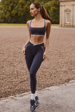 Soft Active Crossover Contrast Leggings in Midnight