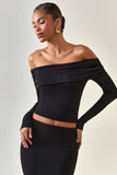 Modal Off Shoulder Long Sleeve Top in Black