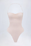 Cut Out Halterneck Swimsuit in Mauve