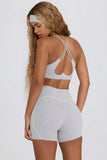 Soft Active V Neck Sports Bra in Grey