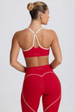 Soft Active Sweetheart Neck Sports Bra in Hot Red