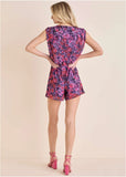 Sleeveless Romper Ditsy Pink Purple