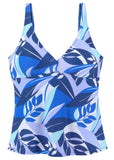 Triangle Halter Tankini Top Blue White Tropic
