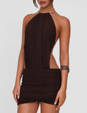 EVANNA MINI DRESS BROWN CHOCOLATE