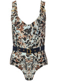 Belted Strap One Piece Tiger Eye
