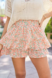 Pretty Moment Orange Multi Floral Print Tiered Mini Skort SALE