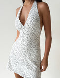 DYLAN HALTER MINI DRESS WHITE POLKA