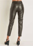 Faux Leather Straight Pants Brown
