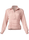 Ruched V Neck Blouse Mauve