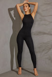 Racer Neck Jumpsuit in Black