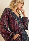 Wrap Sequin Romper Black Multi