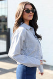 Say It Again Navy Striped Denim Jacket FINAL SALE