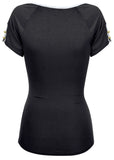 Button Detail Short Sleeve Jet Black