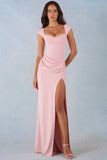 Modal Sweetheart Neck Cowl Waist Maxi Dress in Blush Pink